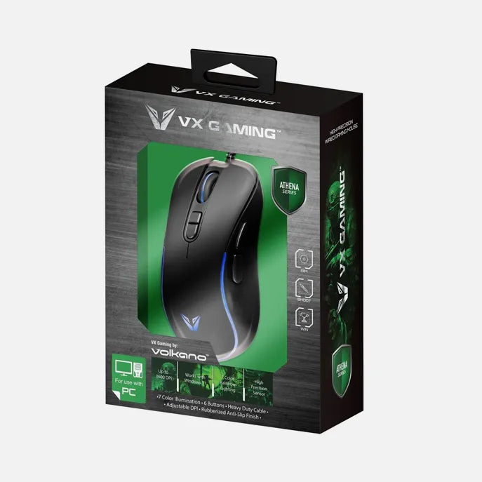 VX Gaming Athena 3600DPI Gaming mouse with lighting